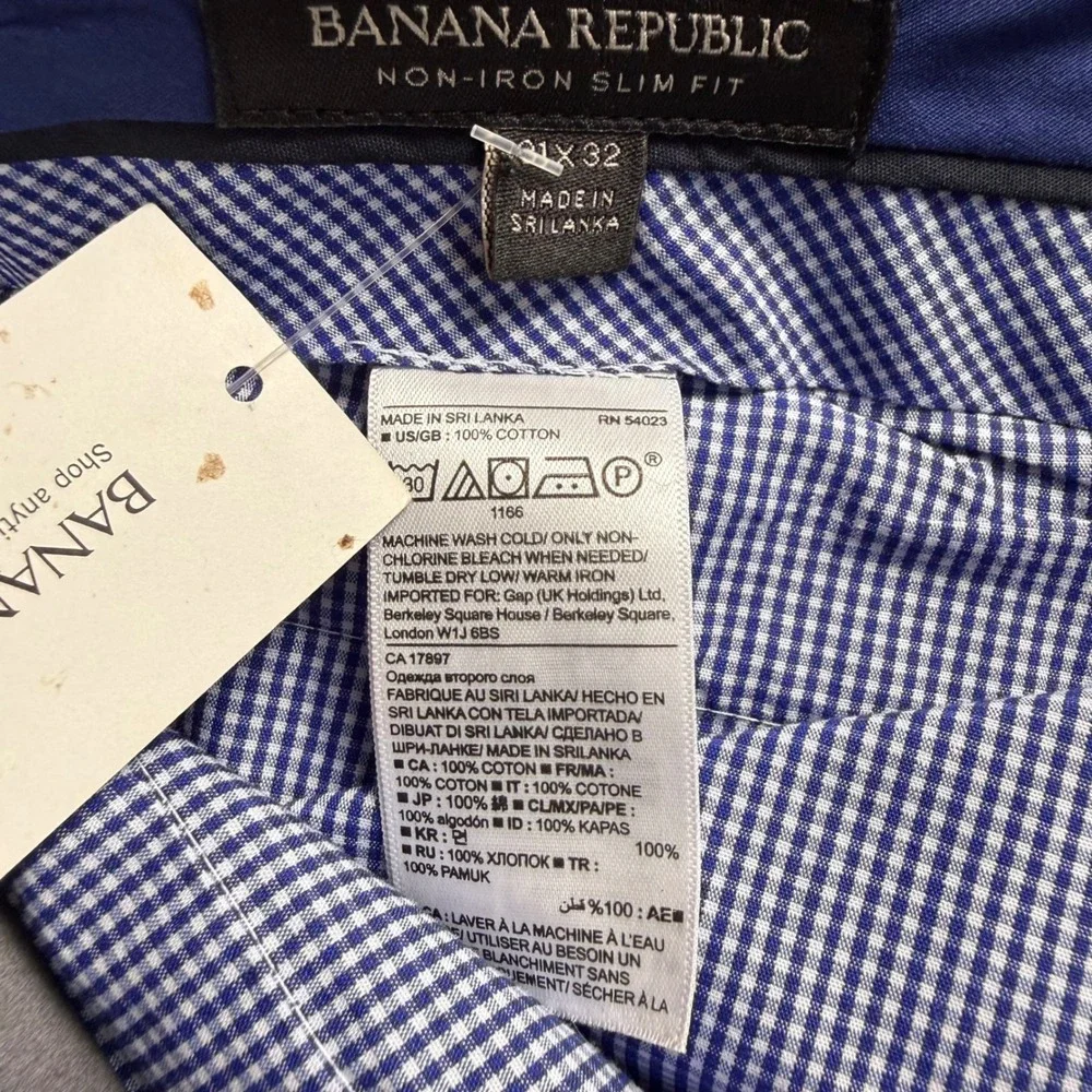 Banana Republic Dress Pants Men 31x32 Grey Herringbone Non-Iron Slim Fit Trouser